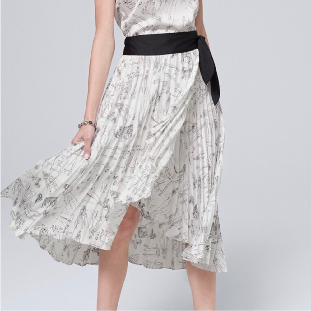 White House Black Market 35th Anniversary Black and White Pleated Skirt